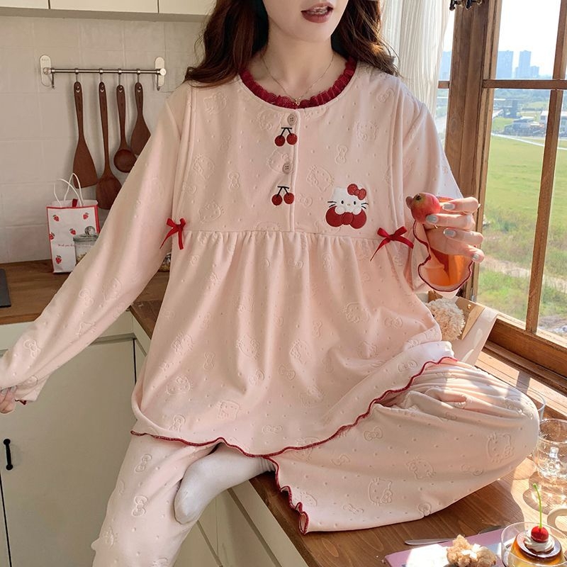 Tehotenské a dojčiace pyžamo set Island Velvet, 100% polyester, okrúhly výstrih, dlhé rukávy, nohavice, hrúbka 201–250 g/m²