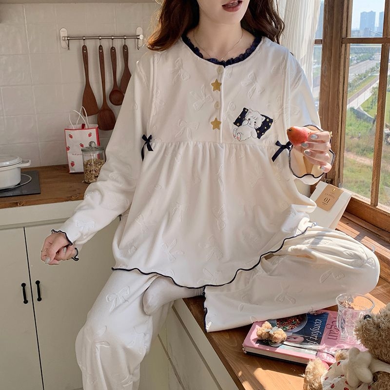 Tehotenské a dojčiace pyžamo set Island Velvet, 100% polyester, okrúhly výstrih, dlhé rukávy, nohavice, hrúbka 201–250 g/m²