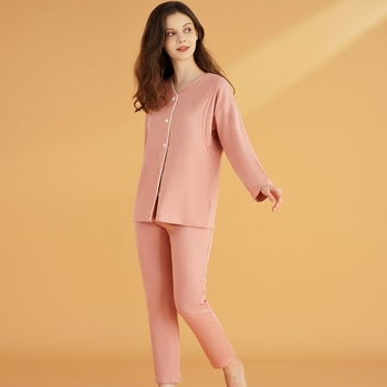 Postporođajni pamukani set za dojenje, japanskog stila; 90–95% pamuka; dugi rukavi; hlače; debljina 251–300 g/m²