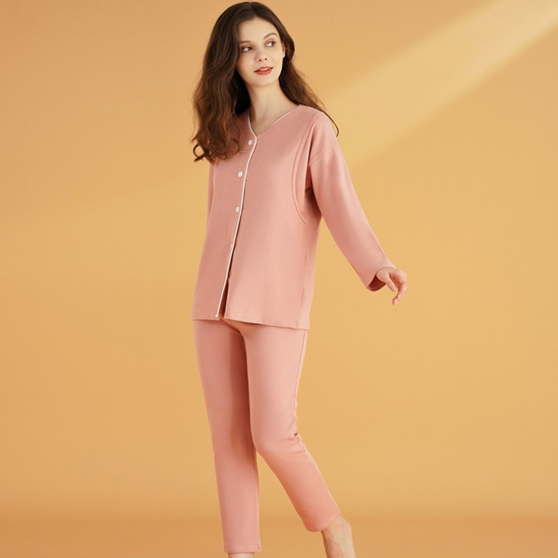 Postporođajni pamukani set za dojenje, japanskog stila; 90–95% pamuka; dugi rukavi; hlače; debljina 251–300 g/m²