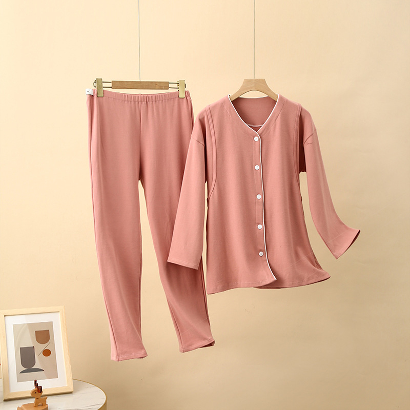 Postporođajni pamukani set za dojenje, japanskog stila; 90–95% pamuka; dugi rukavi; hlače; debljina 251–300 g/m²