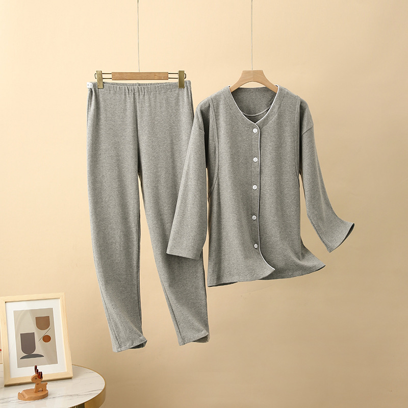 Postporođajni pamukani set za dojenje, japanskog stila; 90–95% pamuka; dugi rukavi; hlače; debljina 251–300 g/m²