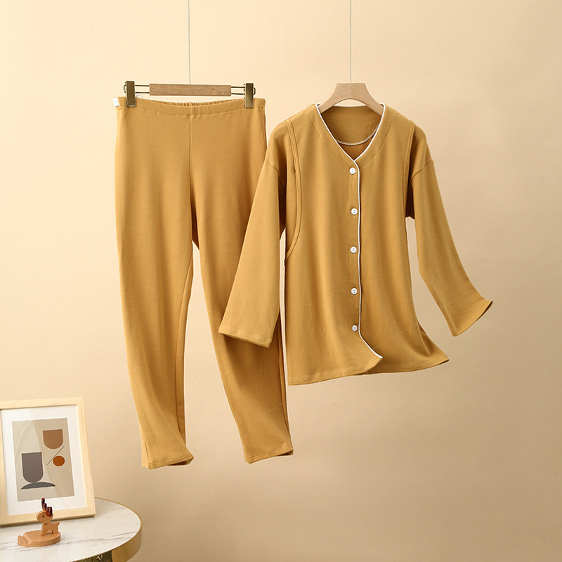 Postporođajni pamukani set za dojenje, japanskog stila; 90–95% pamuka; dugi rukavi; hlače; debljina 251–300 g/m²