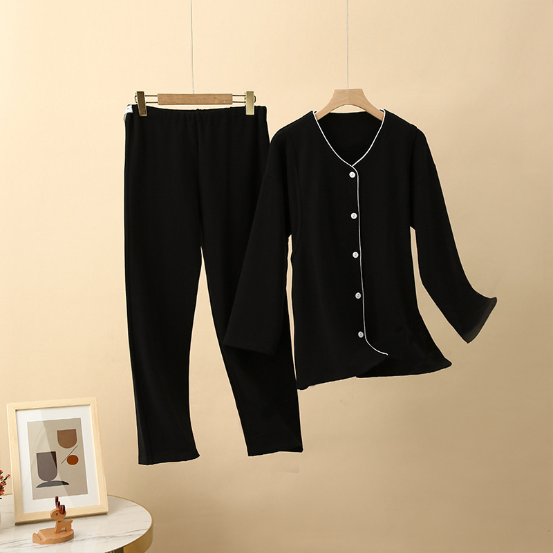 Postporođajni pamukani set za dojenje, japanskog stila; 90–95% pamuka; dugi rukavi; hlače; debljina 251–300 g/m²