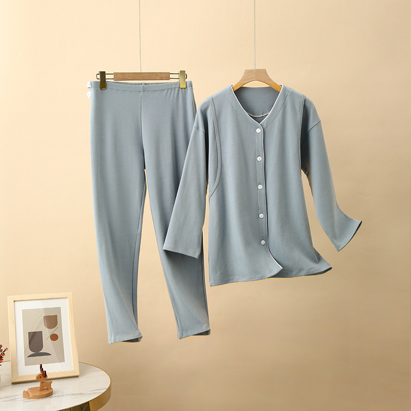 Postporođajni pamukani set za dojenje, japanskog stila; 90–95% pamuka; dugi rukavi; hlače; debljina 251–300 g/m²