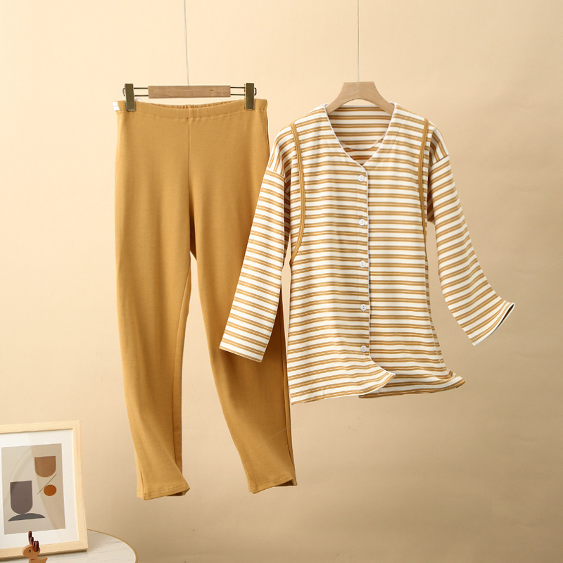 Postporođajni pamukani set za dojenje, japanskog stila; 90–95% pamuka; dugi rukavi; hlače; debljina 251–300 g/m²