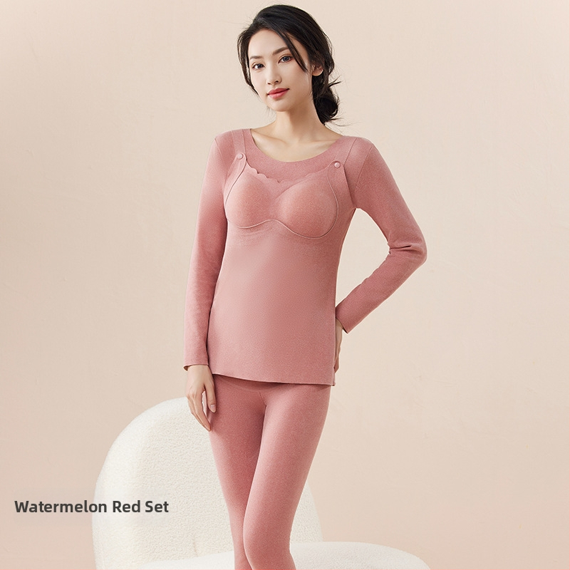 Szülés utáni ruházati készlet: hosszú ujjú felső és nadrág, egyszínű mintázat, poliészter anyag 90–95%, szoptatási nyílás, őszi-téli pizsama, 2024 tavaszi kiadás.