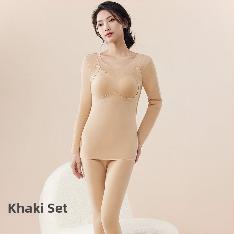 Szülés utáni ruházati készlet: hosszú ujjú felső és nadrág, egyszínű mintázat, poliészter anyag 90–95%, szoptatási nyílás, őszi-téli pizsama, 2024 tavaszi kiadás.