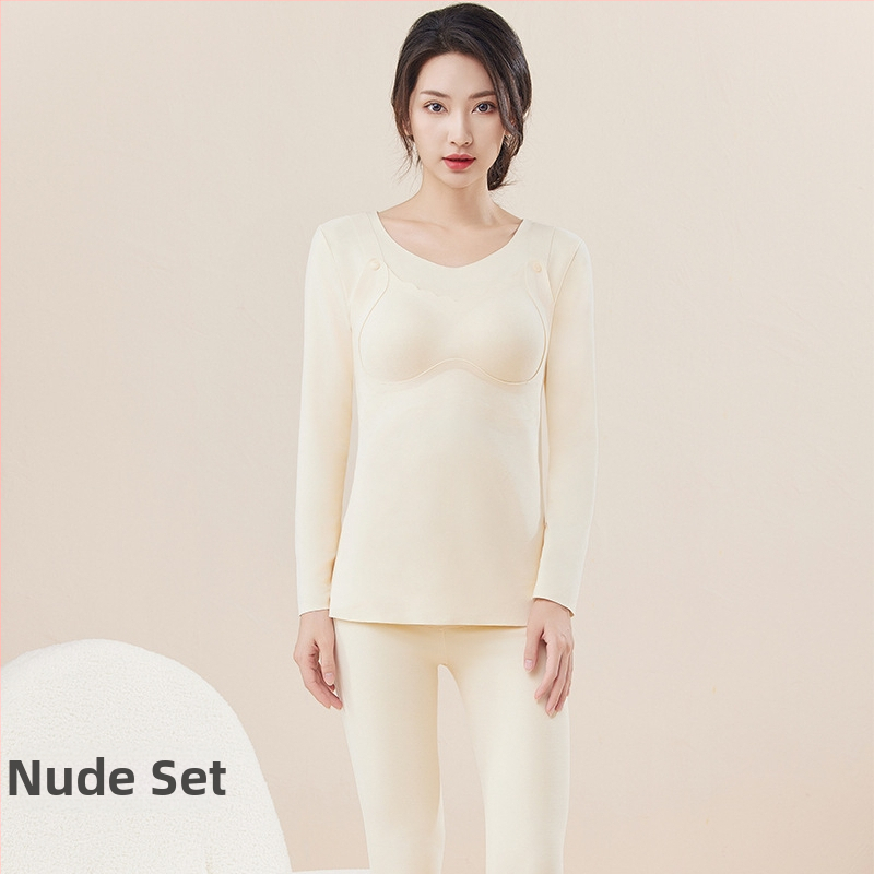 Szülés utáni ruházati készlet: hosszú ujjú felső és nadrág, egyszínű mintázat, poliészter anyag 90–95%, szoptatási nyílás, őszi-téli pizsama, 2024 tavaszi kiadás.