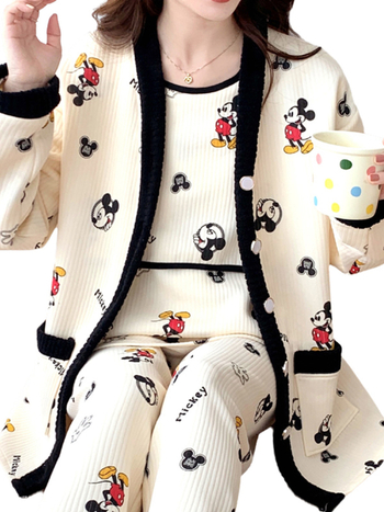 Vicadan Szoptatós pizsama, 3 részes szett, kismamáknak, tavasz–ősz, légáteresztő pamut quiltelt anyag, hosszú ujjú