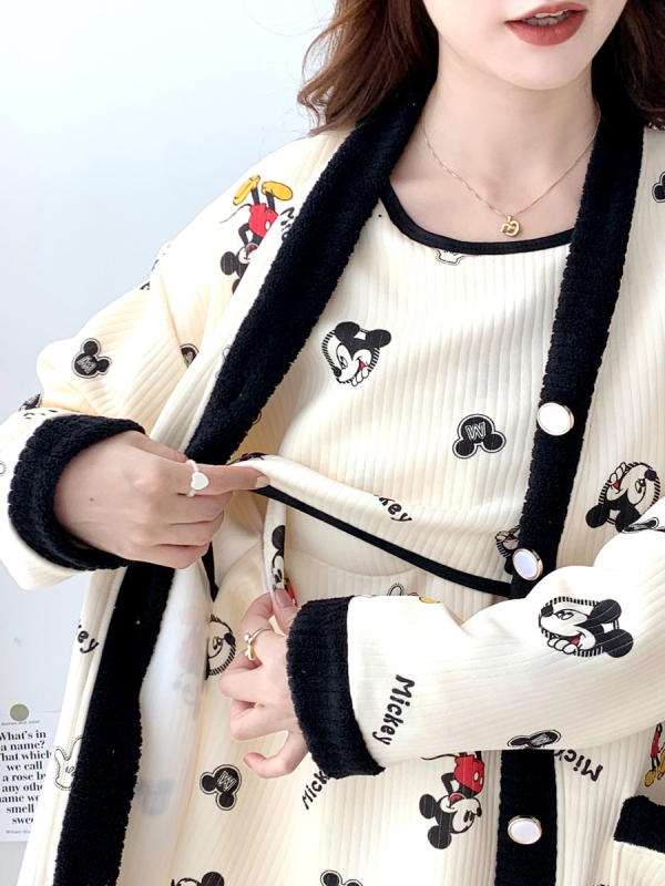 Vicadan Szoptatós pizsama, 3 részes szett, kismamáknak, tavasz–ősz, légáteresztő pamut quiltelt anyag, hosszú ujjú