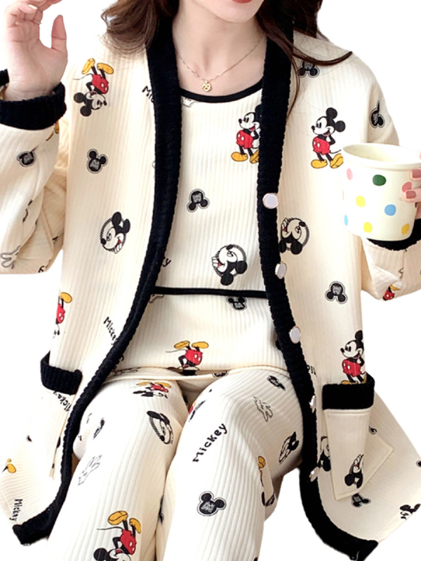 Vicadan Szoptatós pizsama, 3 részes szett, kismamáknak, tavasz–ősz, légáteresztő pamut quiltelt anyag, hosszú ujjú