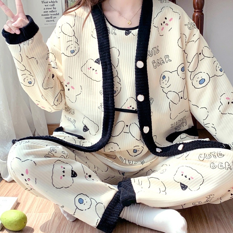 Vicadan Szoptatós pizsama, 3 részes szett, kismamáknak, tavasz–ősz, légáteresztő pamut quiltelt anyag, hosszú ujjú