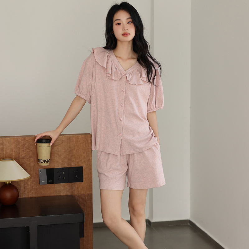 Trudnički ljetni pidžama set: cardigan od modala, viskozna 30–50%, 3/4 rukavi, kratke hlače