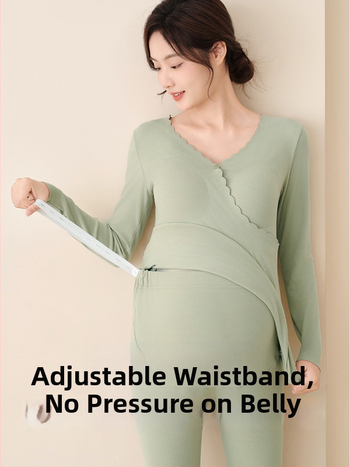 Anyasági pizsama szett hosszú ujjú felsővel és nadrággal, szoptatási nyílás, poliészter, téli 2024