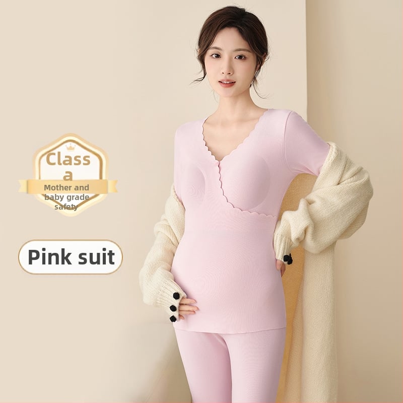 Anyasági pizsama szett hosszú ujjú felsővel és nadrággal, szoptatási nyílás, poliészter, téli 2024