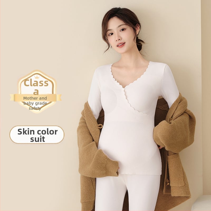 Anyasági pizsama szett hosszú ujjú felsővel és nadrággal, szoptatási nyílás, poliészter, téli 2024