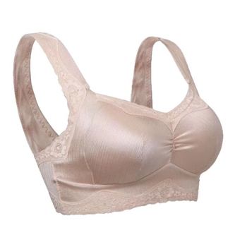 Sutien de somn în stil vestă, dantelat, respirabil și confortabil, material nylon, cupe modelate subțiri, bretele fixe dublu, închidere la spate cu patru rânduri de cârlige
