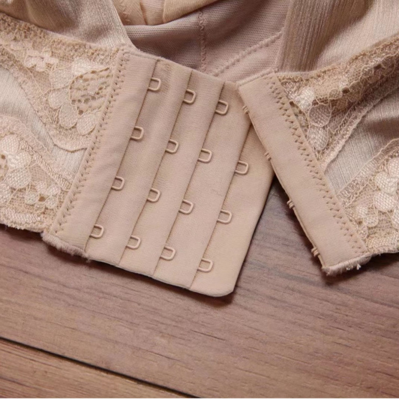 Sutien de somn în stil vestă, dantelat, respirabil și confortabil, material nylon, cupe modelate subțiri, bretele fixe dublu, închidere la spate cu patru rânduri de cârlige