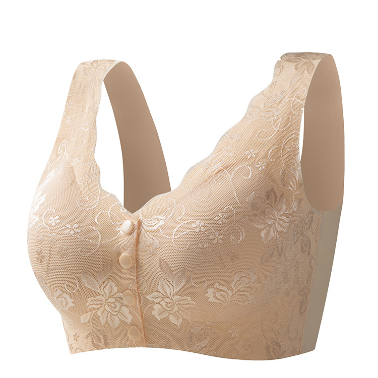 Sutien de alăptare pentru sarcină cu închidere frontală, dantelă, cupe subțiri modelate, material nylon, fără sârmă metalică