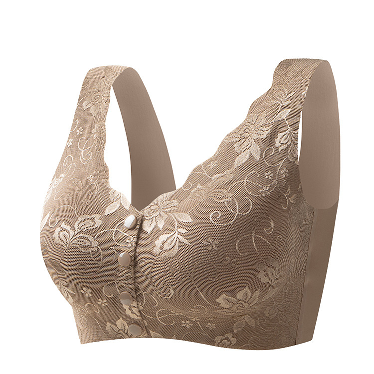Sutien de alăptare pentru sarcină cu închidere frontală, dantelă, cupe subțiri modelate, material nylon, fără sârmă metalică