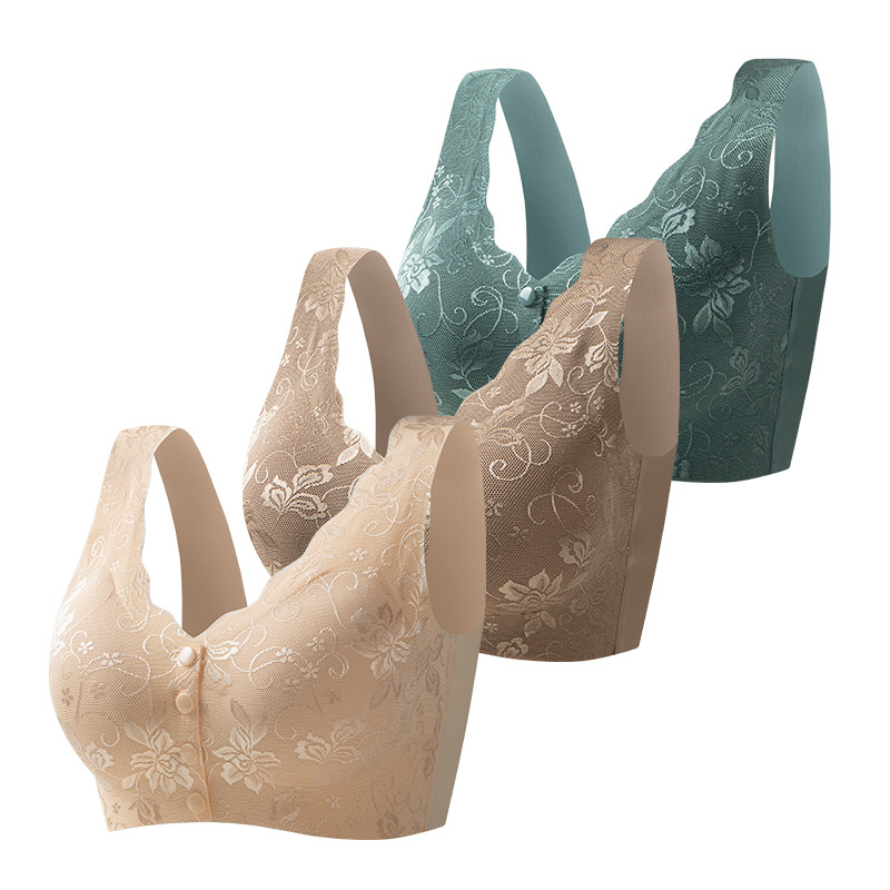 Sutien de alăptare pentru sarcină cu închidere frontală, dantelă, cupe subțiri modelate, material nylon, fără sârmă metalică