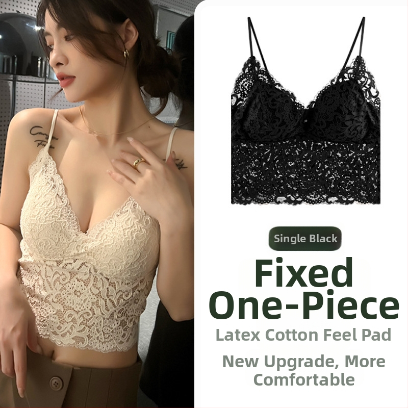 Mežģīņu atpakaļas potindik krūšturis ar pildījumu, bez muguras, 3/4 kauss, plāns veidots kauss, neilona odere