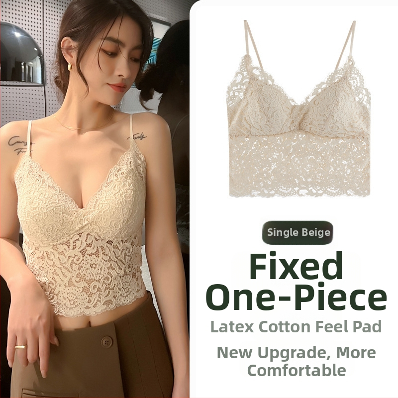 Mežģīņu atpakaļas potindik krūšturis ar pildījumu, bez muguras, 3/4 kauss, plāns veidots kauss, neilona odere