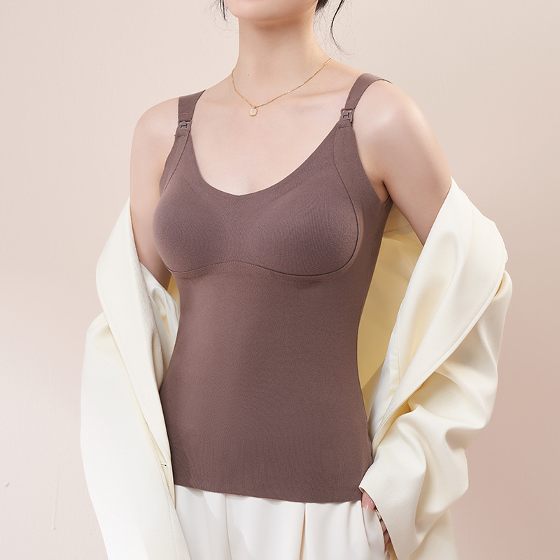 Kismama szoptatós felső előtti csattal, sling stílus, V-nyak, ujj Nélküli, poliészter-elasztán anyag