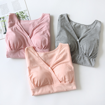 Sievietēm kokvilnas adīta garu piedurknēm top ar krūšu spilventiņu, viegls puloveris mājas apģērbam