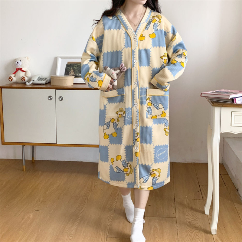 Anyasági hosszú ujjú hálóing, édes stílus, tavasz 2025 megjelenés, extra vastag anyag (501–600 g/m²)