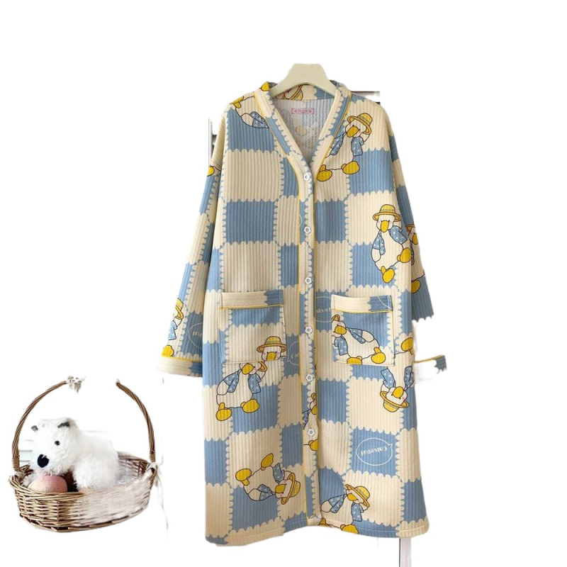 Anyasági hosszú ujjú hálóing, édes stílus, tavasz 2025 megjelenés, extra vastag anyag (501–600 g/m²)