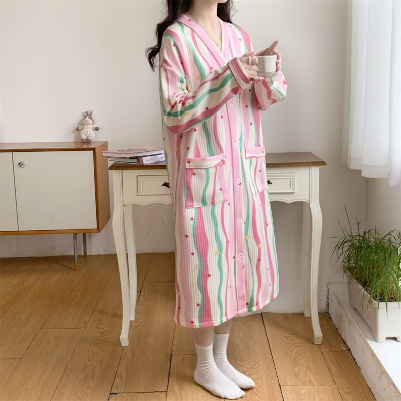 Anyasági hosszú ujjú hálóing, édes stílus, tavasz 2025 megjelenés, extra vastag anyag (501–600 g/m²)