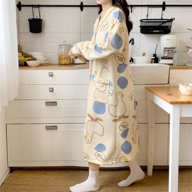 Anyasági hosszú ujjú hálóing, édes stílus, tavasz 2025 megjelenés, extra vastag anyag (501–600 g/m²)