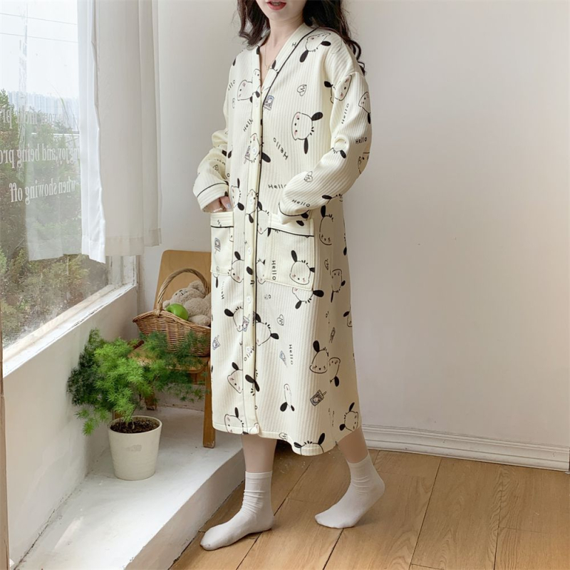 Anyasági hosszú ujjú hálóing, édes stílus, tavasz 2025 megjelenés, extra vastag anyag (501–600 g/m²)