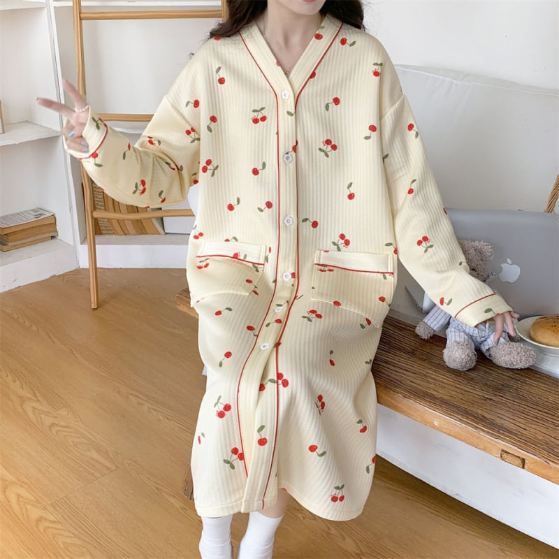 Anyasági hosszú ujjú hálóing, édes stílus, tavasz 2025 megjelenés, extra vastag anyag (501–600 g/m²)