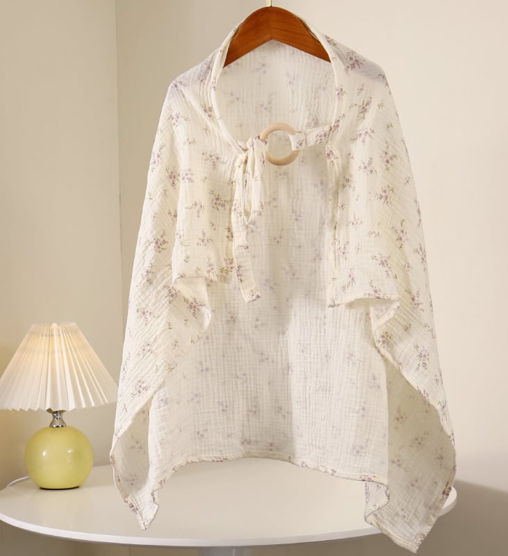 Kétoldalas pamut etető kendő baba számára – vállról felhúzható, pásztor stílus, 100% pamut, vékony anyag 101–120 g/m², minden évszakban használható