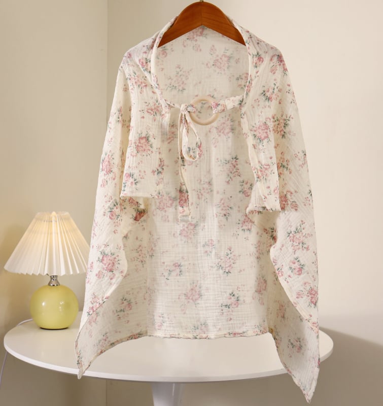 Kétoldalas pamut etető kendő baba számára – vállról felhúzható, pásztor stílus, 100% pamut, vékony anyag 101–120 g/m², minden évszakban használható