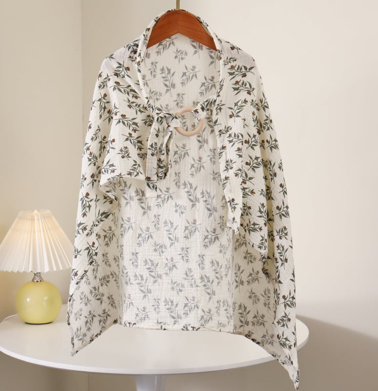 Kétoldalas pamut etető kendő baba számára – vállról felhúzható, pásztor stílus, 100% pamut, vékony anyag 101–120 g/m², minden évszakban használható