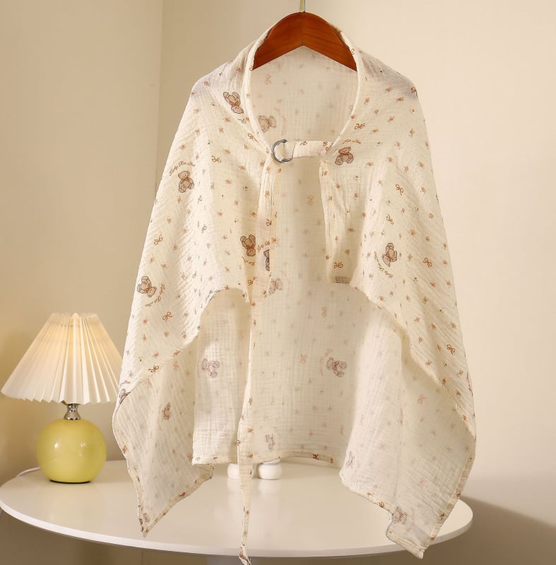 Kétoldalas pamut etető kendő baba számára – vállról felhúzható, pásztor stílus, 100% pamut, vékony anyag 101–120 g/m², minden évszakban használható