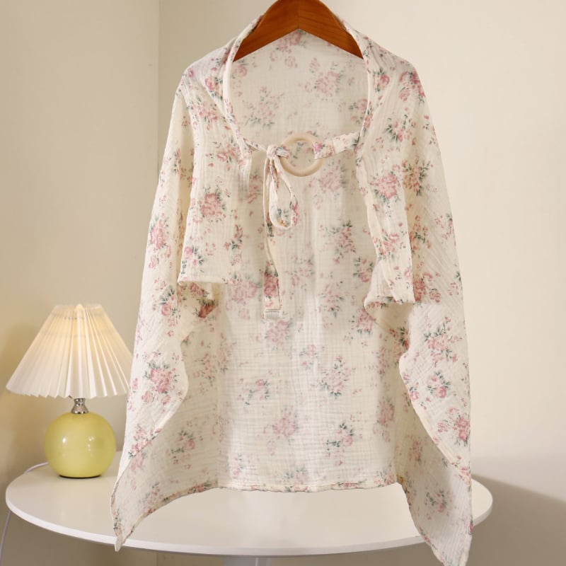 Kétoldalas pamut etető kendő baba számára – vállról felhúzható, pásztor stílus, 100% pamut, vékony anyag 101–120 g/m², minden évszakban használható