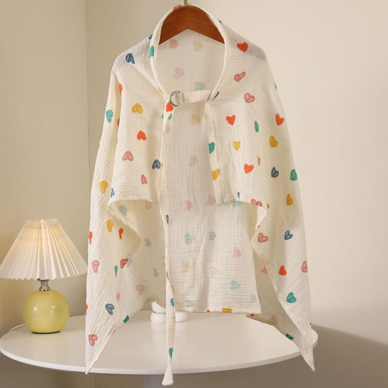 Kétoldalas pamut etető kendő baba számára – vállról felhúzható, pásztor stílus, 100% pamut, vékony anyag 101–120 g/m², minden évszakban használható