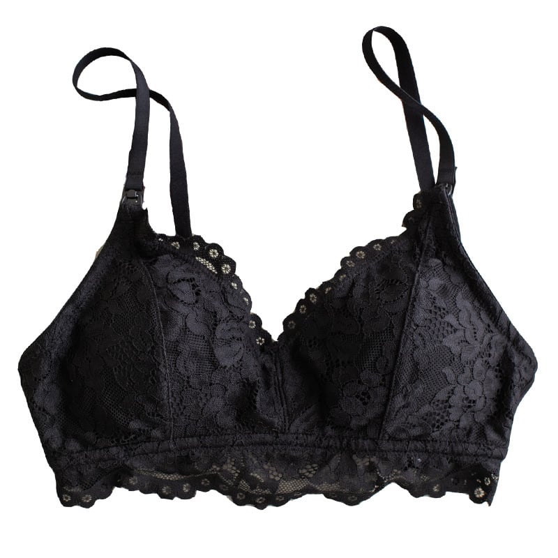 Postpartalni grudnjak za dojenje s čipkom, prozračan modal, bez žice, oblikovane košarice, stražnje dvostruko kopčanje na kuku, čvrste naramenice