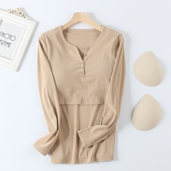 Τοπ θηλάσματος για μητέρες με μακρύ μανίκι, στρογγυλός λαιμός, πολυεστέρας 90–95%, φθινόπωρο 2024