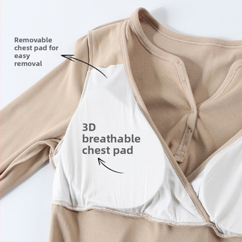 Τοπ θηλάσματος για μητέρες με μακρύ μανίκι, στρογγυλός λαιμός, πολυεστέρας 90–95%, φθινόπωρο 2024