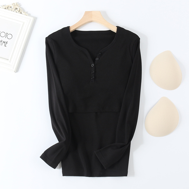 Τοπ θηλάσματος για μητέρες με μακρύ μανίκι, στρογγυλός λαιμός, πολυεστέρας 90–95%, φθινόπωρο 2024