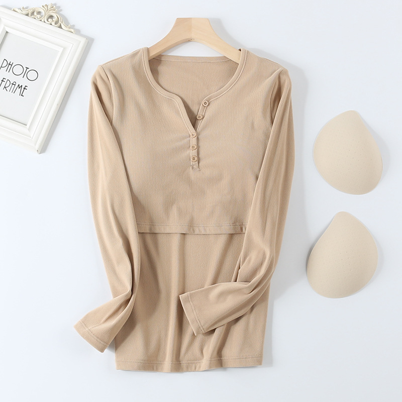 Τοπ θηλάσματος για μητέρες με μακρύ μανίκι, στρογγυλός λαιμός, πολυεστέρας 90–95%, φθινόπωρο 2024