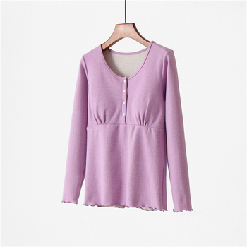 Szoptatós és várandós pizsama fleece béléssel, téli meleg, hosszú ujjú, szülés utáni, 80–90% poliészter