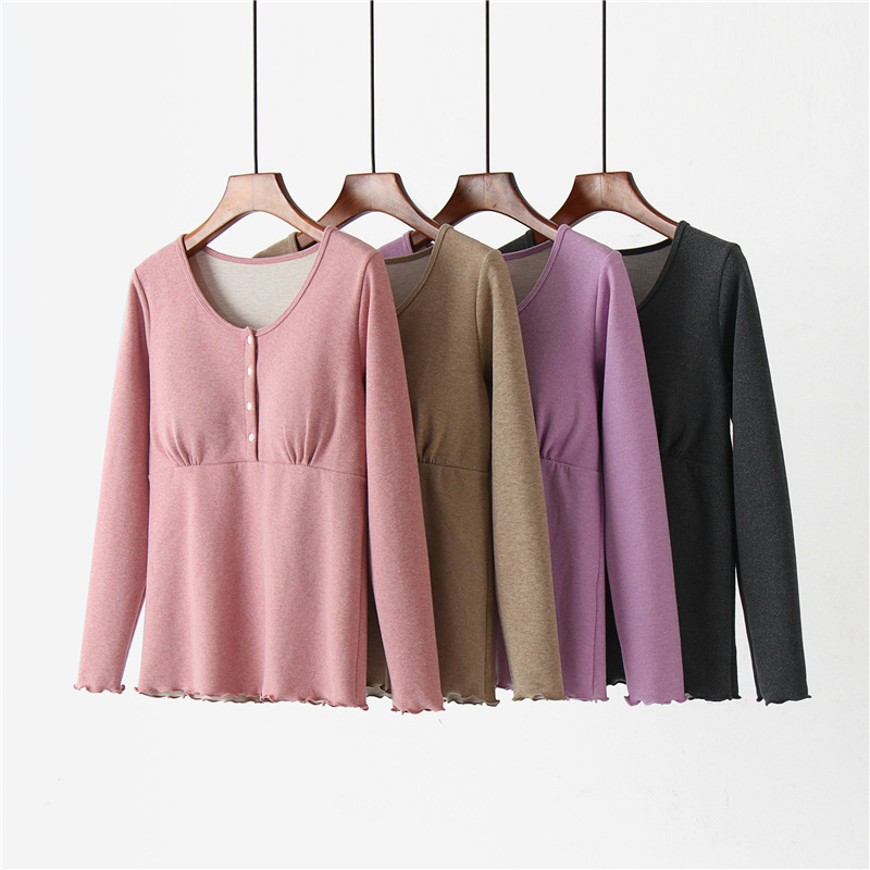 Szoptatós és várandós pizsama fleece béléssel, téli meleg, hosszú ujjú, szülés utáni, 80–90% poliészter