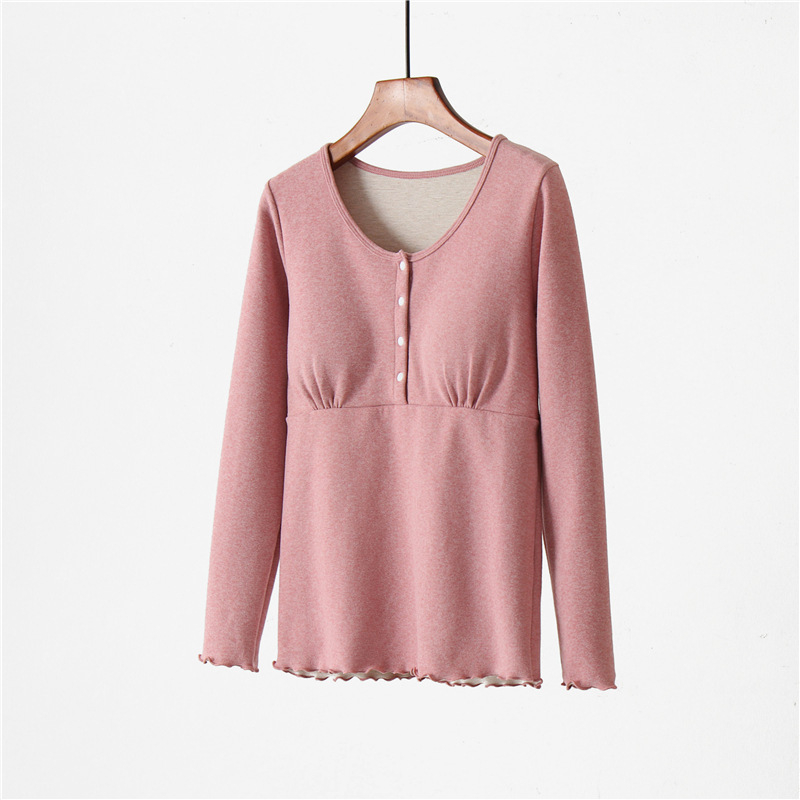 Szoptatós és várandós pizsama fleece béléssel, téli meleg, hosszú ujjú, szülés utáni, 80–90% poliészter